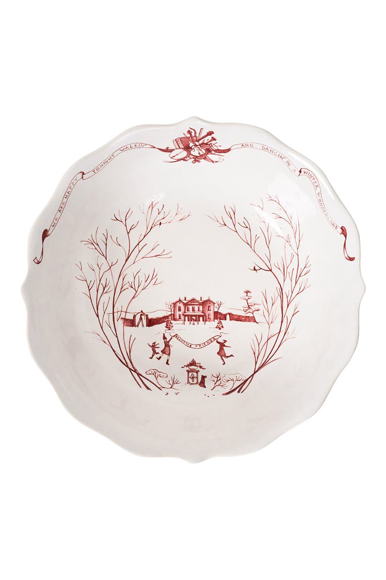 Country Estate Winter Frolic Serving Bowl, Alternate, color, RUBY