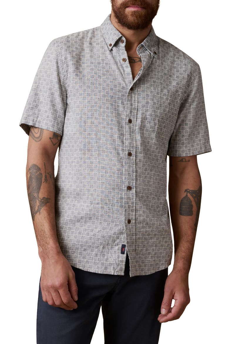 Breeze Short Sleeve Button-Down Shirt, Main, color, GRAPHITE SHELL BRICKS