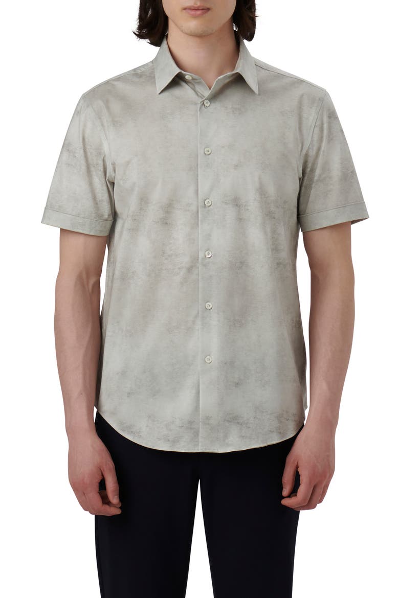 Miles OoohCotton® Airbrush Print Short Sleeve Button-Up Shirt, Main, color, WILLOW