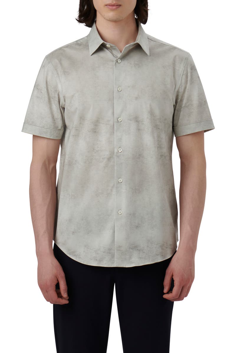 Bugatchi Miles OoohCotton<sup>®</sup> Airbrush Print Short Sleeve Button-Up Shirt, Main, color, 