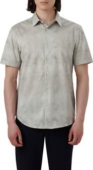 Bugatchi Miles OoohCotton® Airbrush Print Short Sleeve Button-Up Shirt