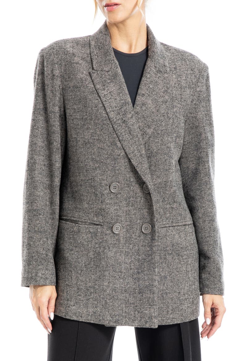 Oversize Double Breasted Tweed Jacket, Main, color, GREY SPECKLE