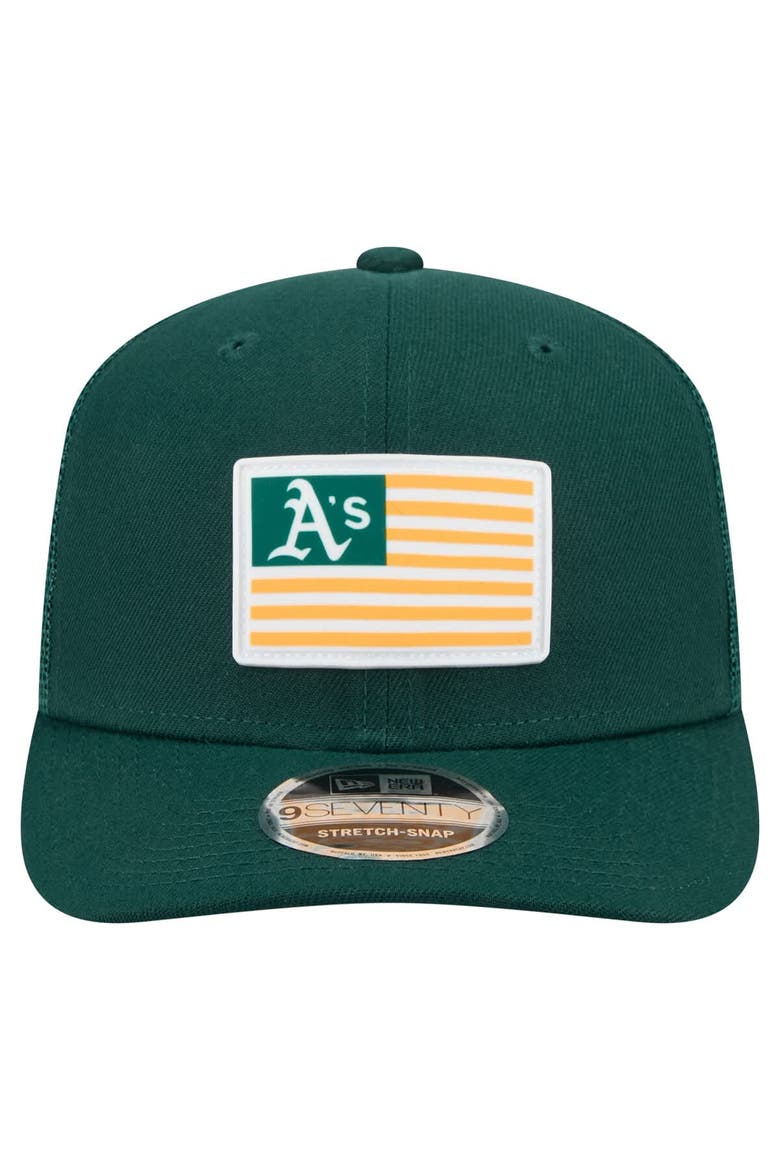 Men's New Era Green Athletics Flag 9SEVENTY Stretch-Snap Hat, Alternate, color, Green