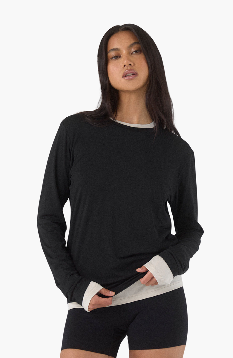 Thirty Years Modal Long Sleeve Tee, Main, color, Black