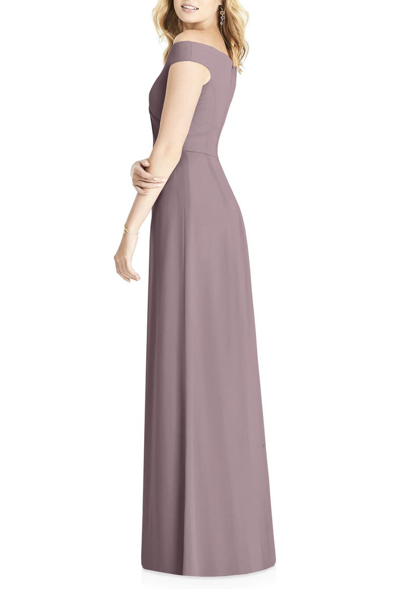 Off the Shoulder Chiffon A-Line Gown, Alternate, color, DUSTY ROSE