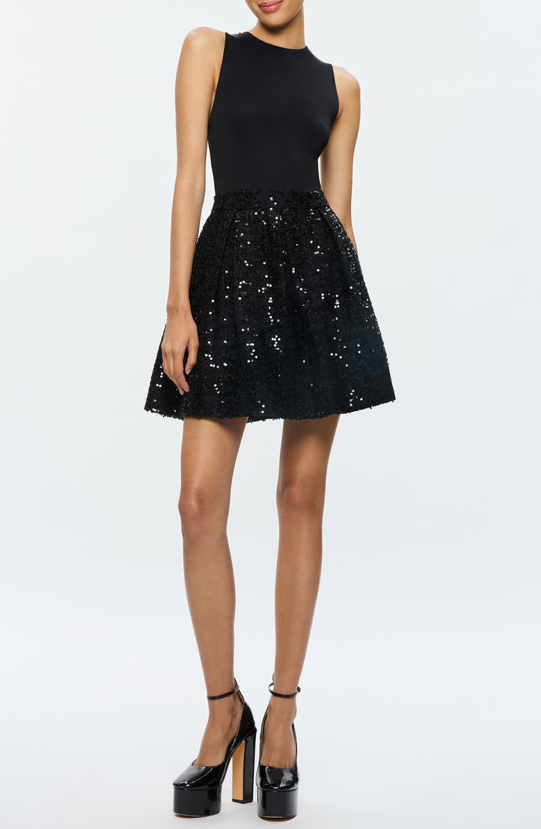 Alice + Olivia Chara Sequin Sleeveless Minidress, Main, color, 