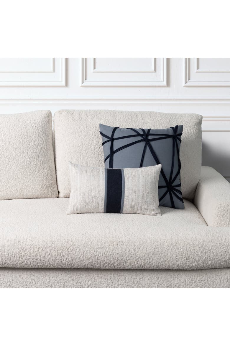 Meridian Center Band Indoor & Outdoor Woven Accent Pillow & Insert, Alternate, color, Pebble