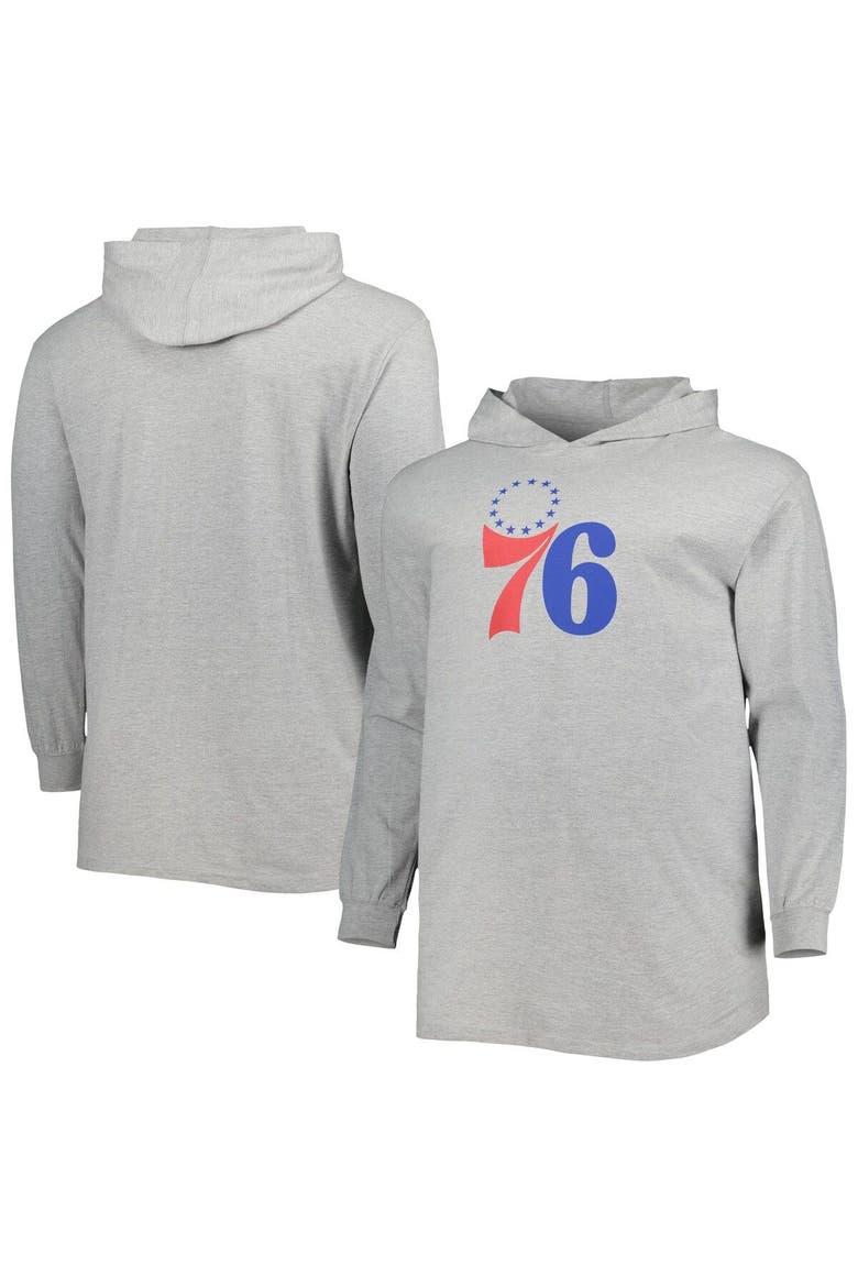 Men's Fanatics Branded Heather Gray Philadelphia 76ers Big & Tall Pullover Hoodie, Main, color, Heather Gray