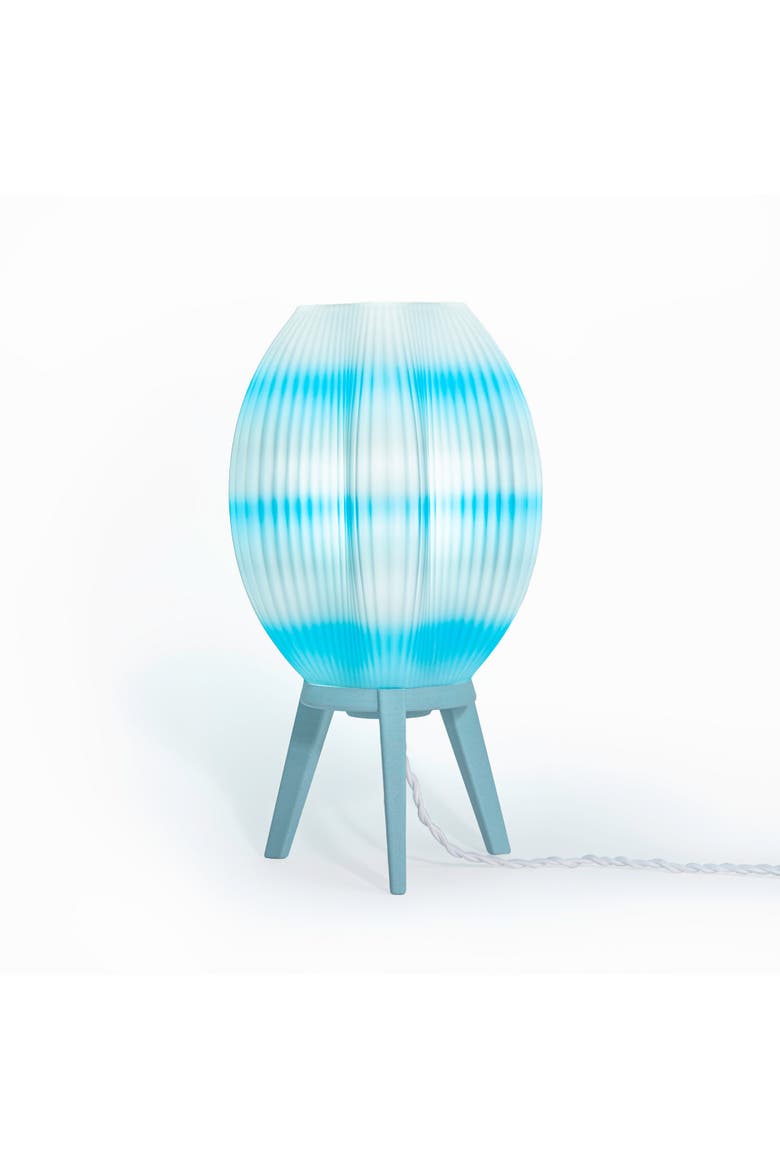 Wavy 16.5" Modern Contemporary Plant-Based PLA 3D Printed Dimmable LED Table Lamp, Main, color, Blue/White