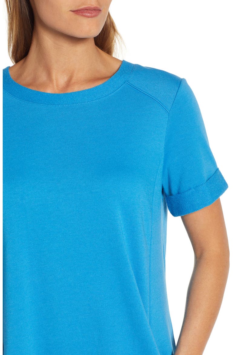 Short Sleeve Cotton Blend Dress, Alternate, color, BLUE EUROPE