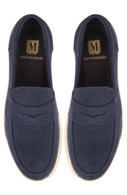 Bruno Magli Alfama Espadrille Penny Loafer In Navy Suede