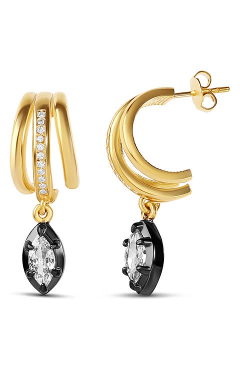 Triple Statement Huggie Hoop Earrings
