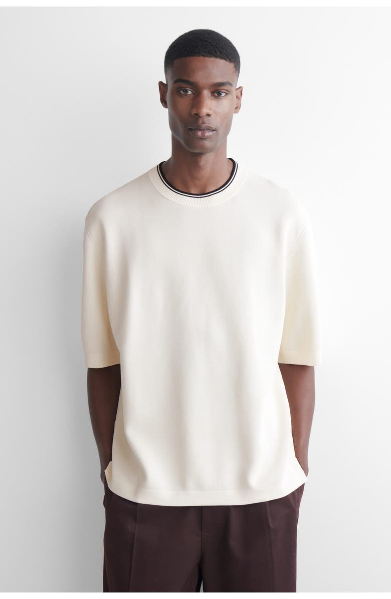 COS Oversized Double-Faced Knitted T-Shirt, Main, color, White / Black