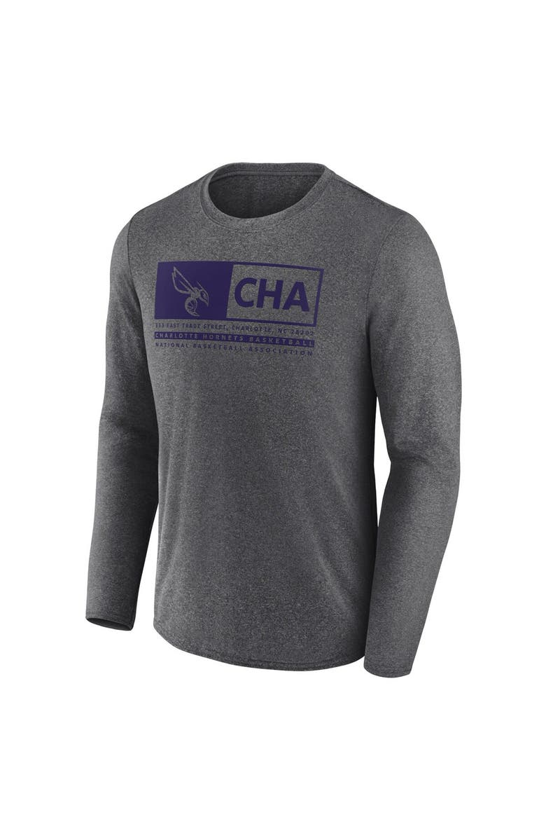 FANATICS Men's Fanatics Branded Heather Charcoal Charlotte Hornets Three-Point Play T-Shirt, Alternate, color, Heather Charcoal