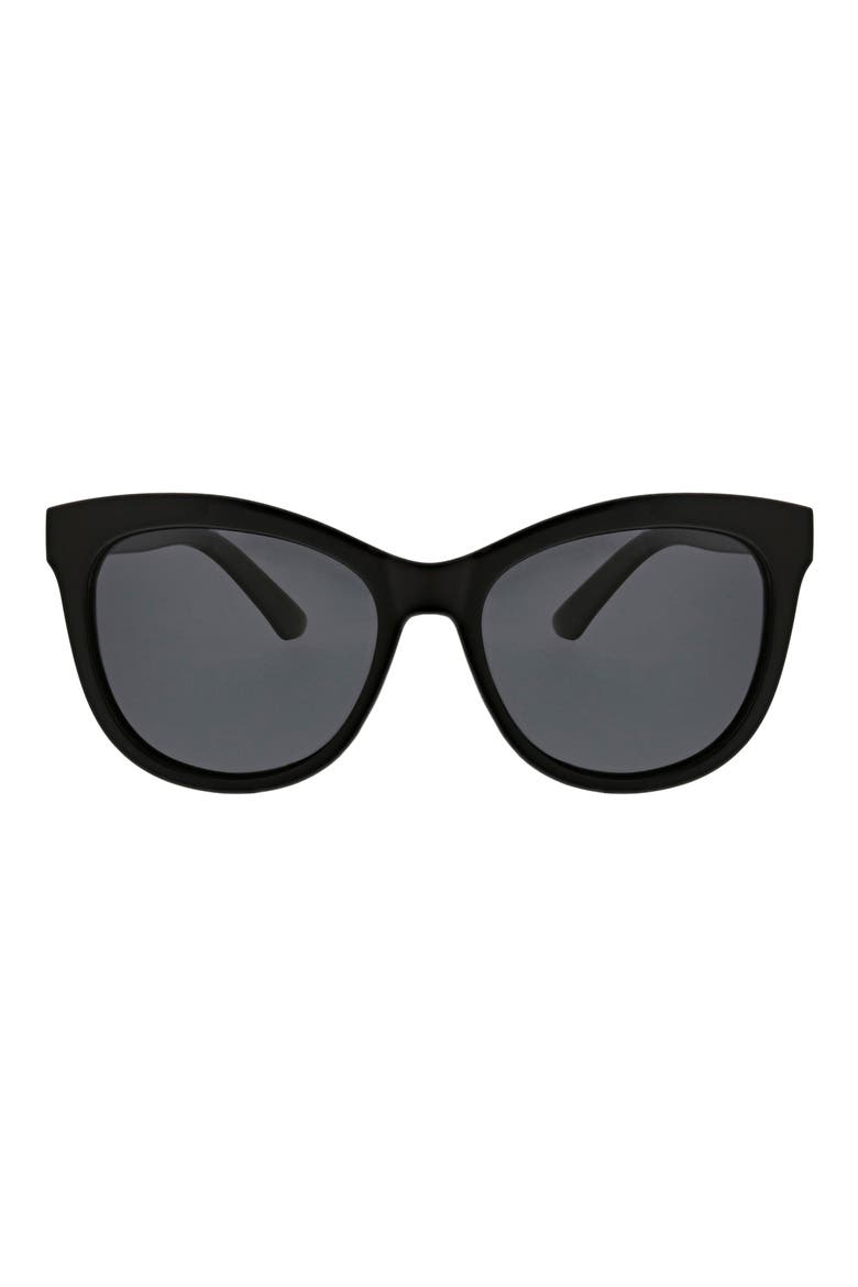 54mm Butterfly Polarized Sunglasses, Main, color, BLACK