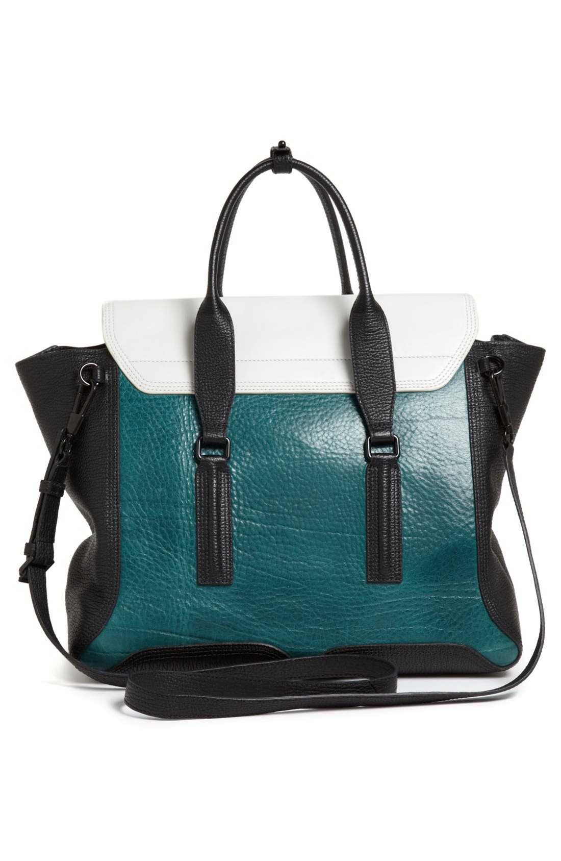'Pashli' Colorblock Leather Crossbody Satchel (Nordstrom Exclusive), Alternate, color, DARK TEAL MULTI