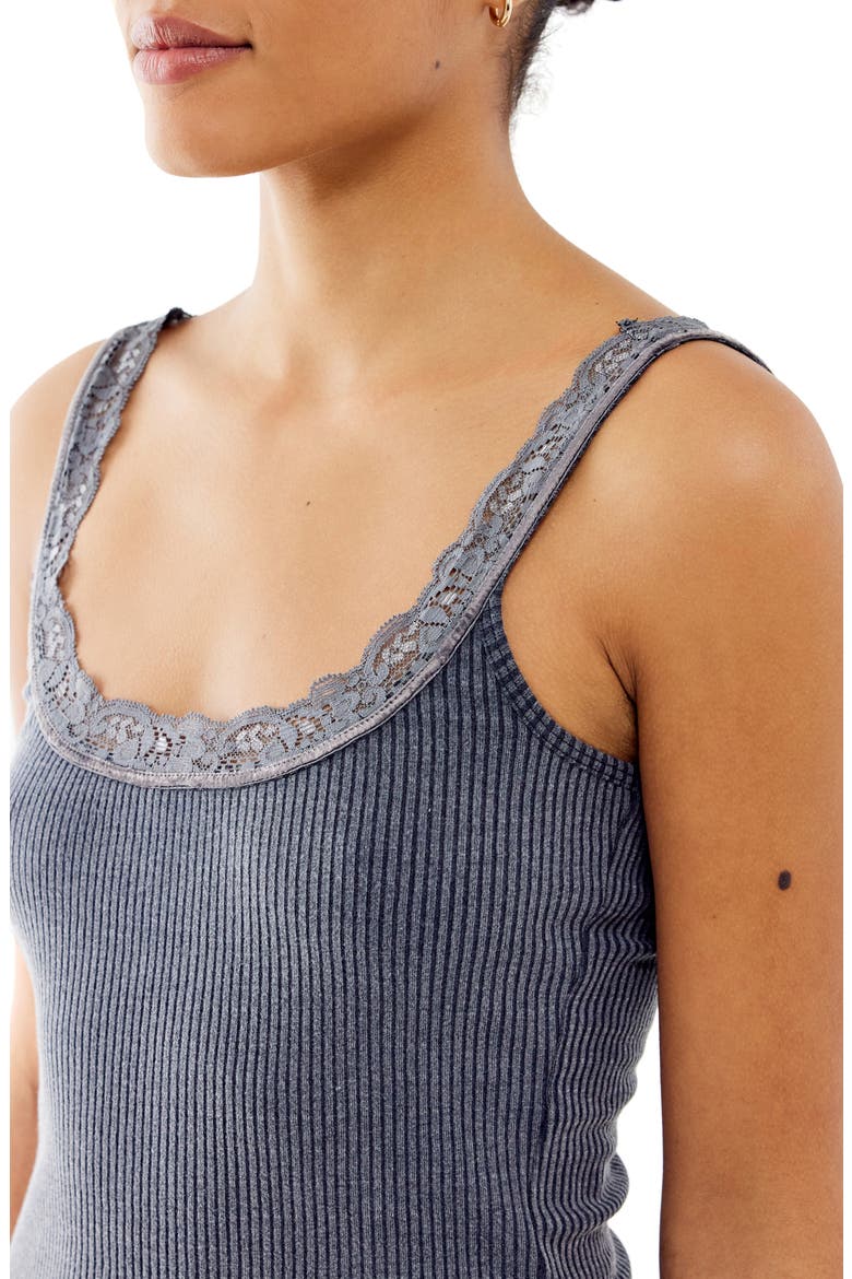 Lace Trim Rib Tank, Alternate, color, BLACK