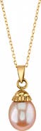 The Pearl Source 14K Gold Pink Freshwater Cultured Pearl Devon Pendant