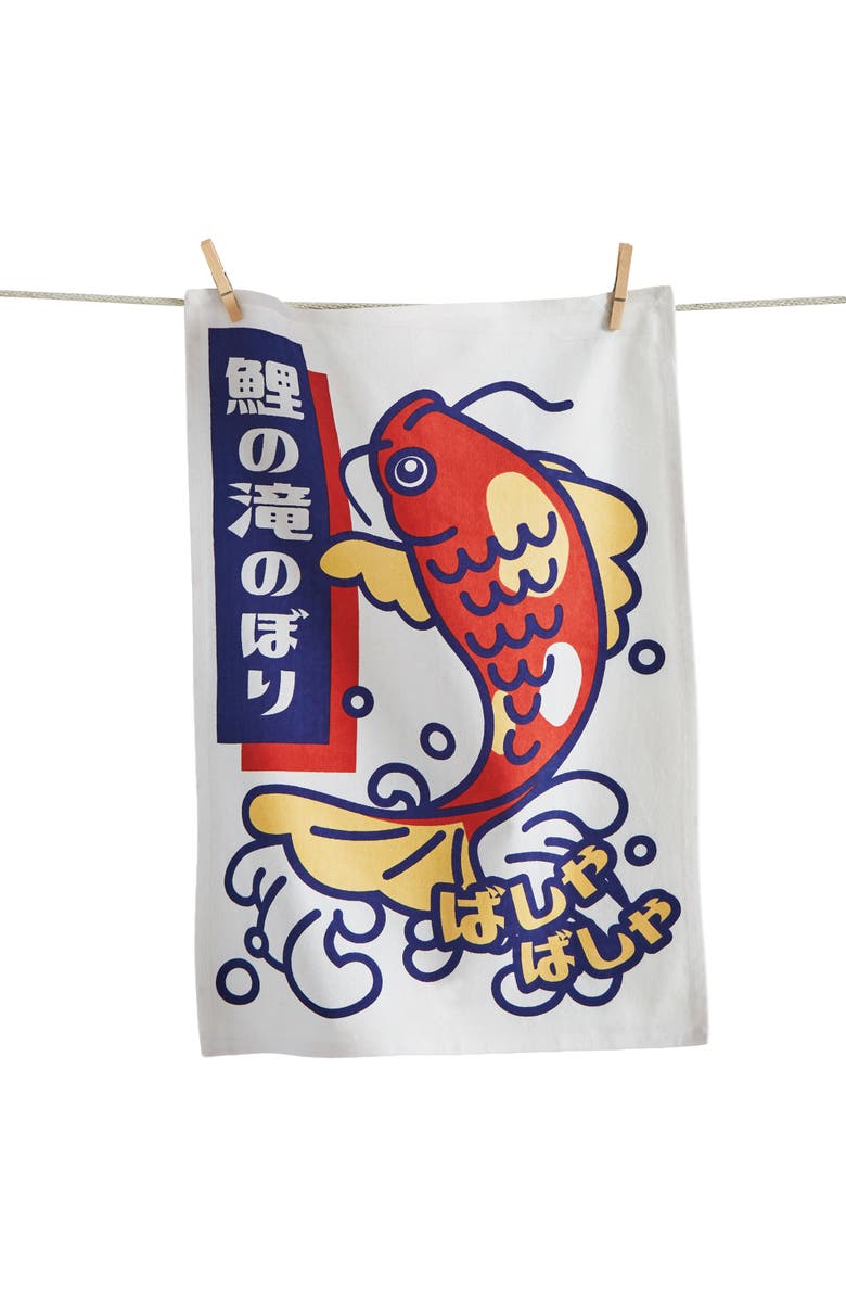 tag Splash Splash Koi Fish Dishtowel Multi Cotton Everyday, Main, color, Multicolored