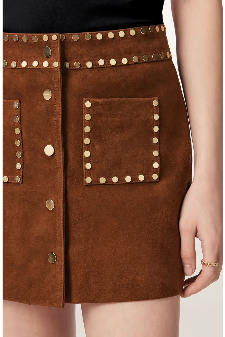 Alice Leather Miniskirt, Alternate, color, COGNAC BROWN