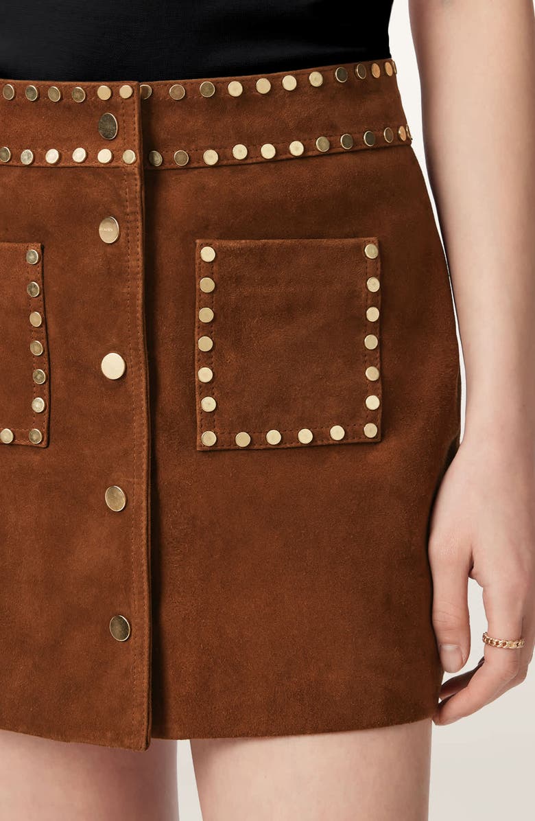 AllSaints Alice Leather Miniskirt, Alternate, color, 