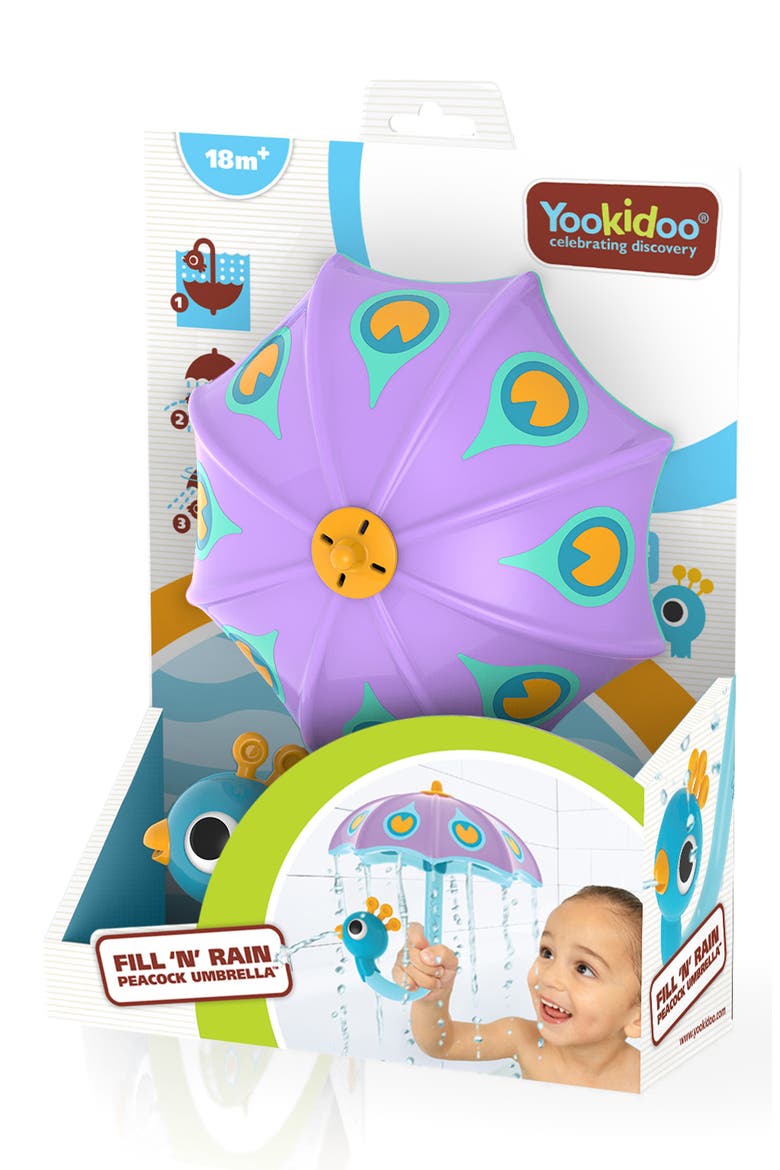 Fill & Rain Peacock Bath Toy, Alternate, color, PURPLE/ BLUE