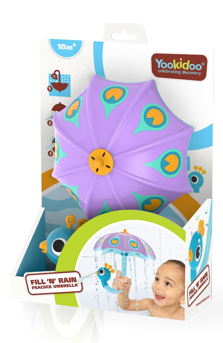 Yookidoo Fill & Rain Peacock Bath Toy, Alternate, color, Purple/ Blue