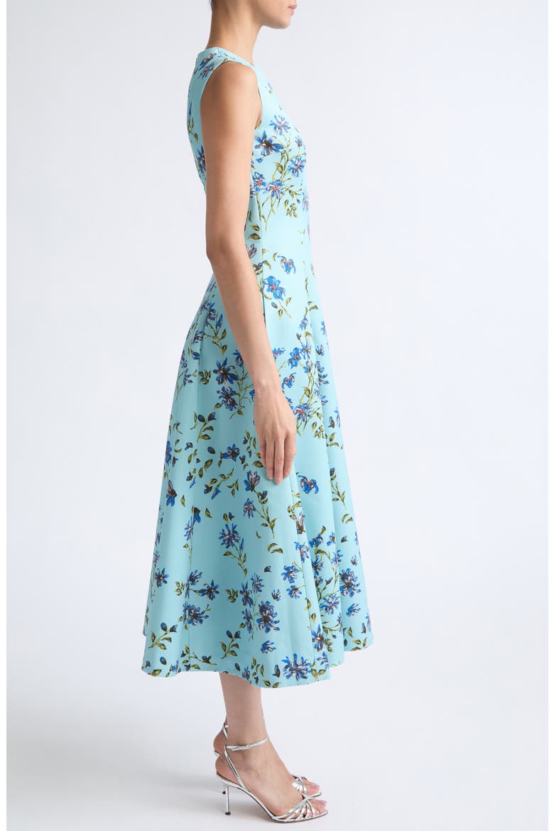 Mara Magnolia Taffeta Faille Midi Dress, Alternate, color, MAGNOLIA PRINT - BLUE