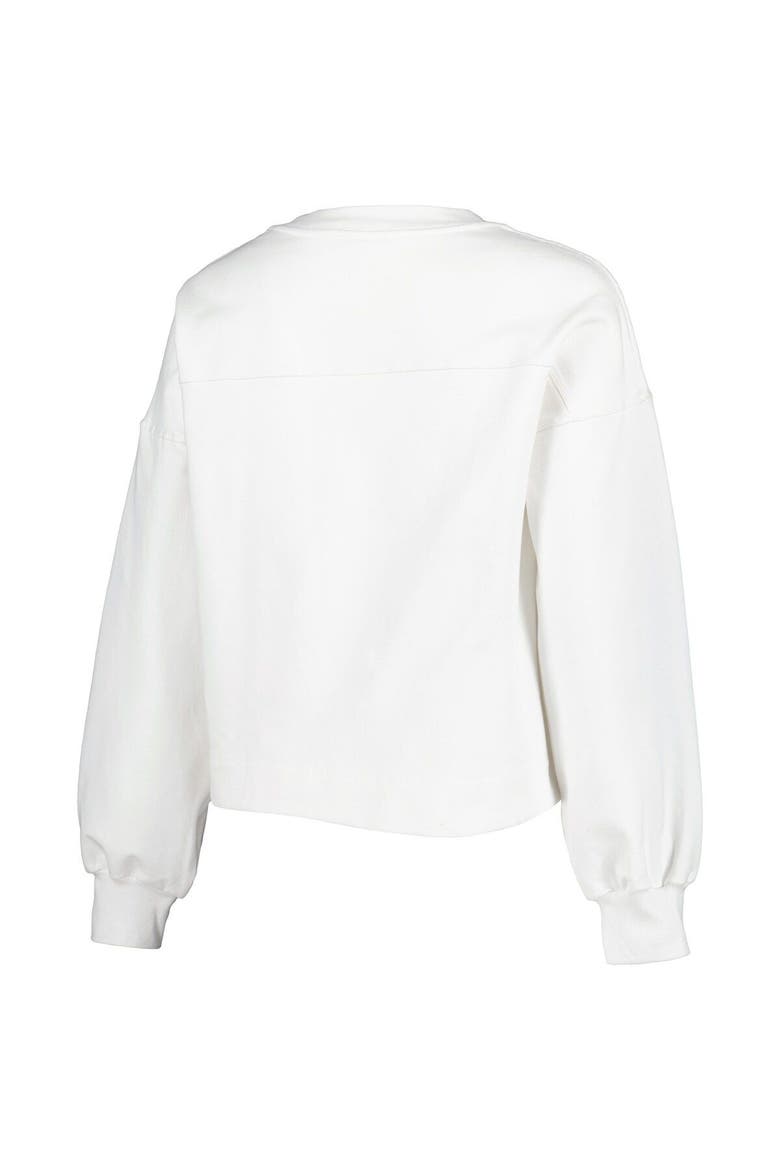 Women's Lusso White Brooklyn Nets Lola Ball and Chain Pullover Sweatshirt, Alternate, color, White