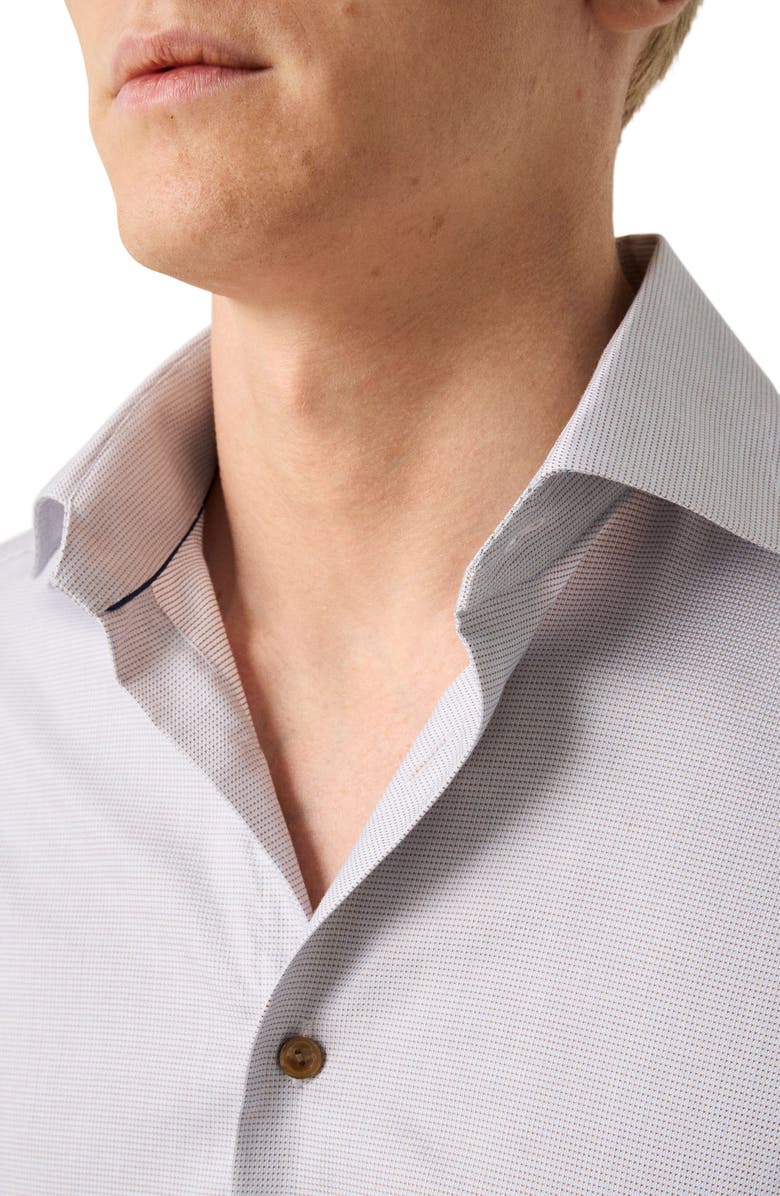 Eton Slim Fit Micropattern Stretch Cotton & Lyocell Dress Shirt, Alternate, color, Light Beige