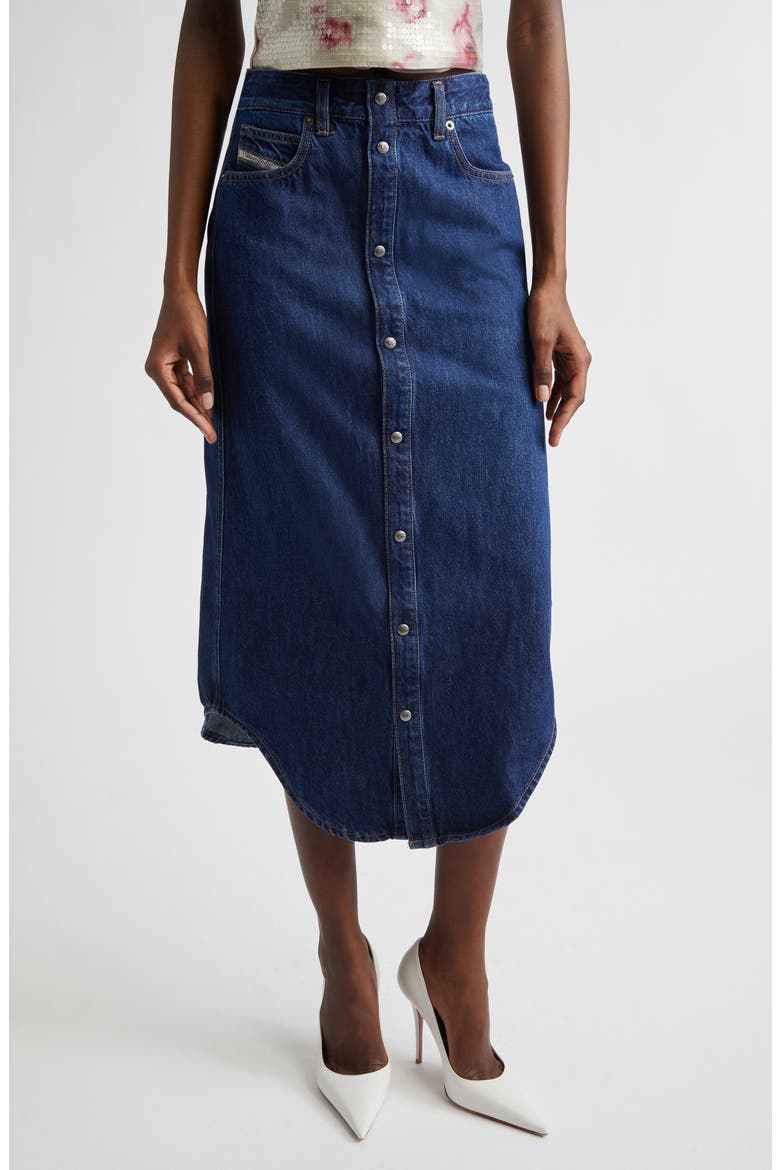 De-Ard Denim Midi Skirt, Main, color, DENIM