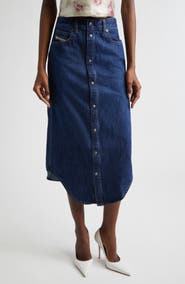 DIESEL® De-Ard Denim Midi Skirt