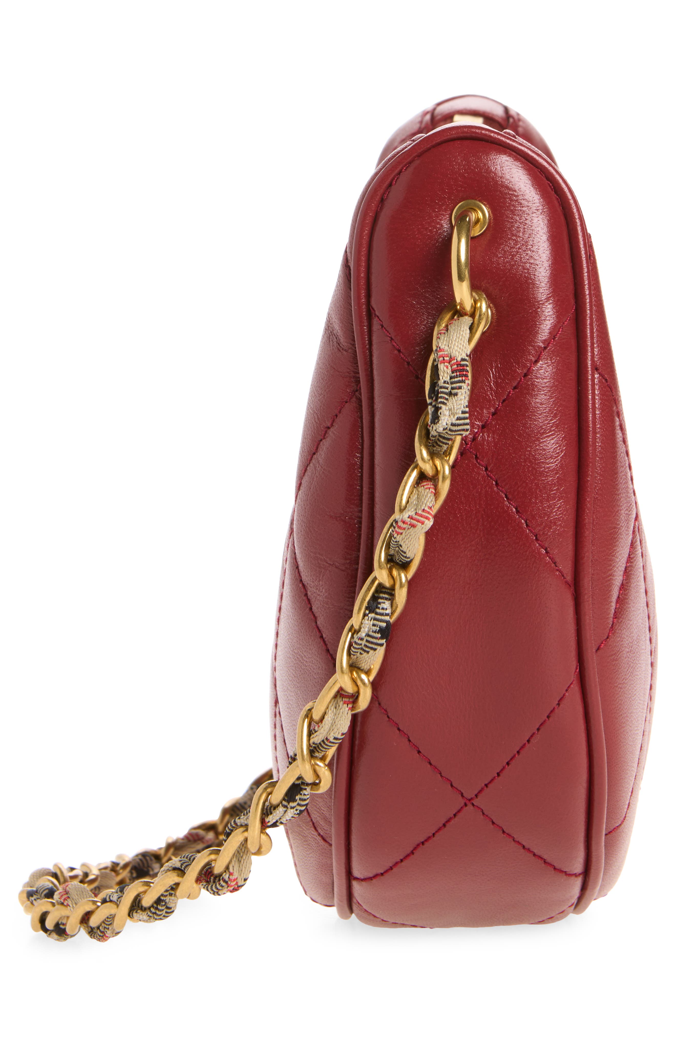 Horseshoe Quilted Leather Shoulder Bag, Alternate, color, RUBY