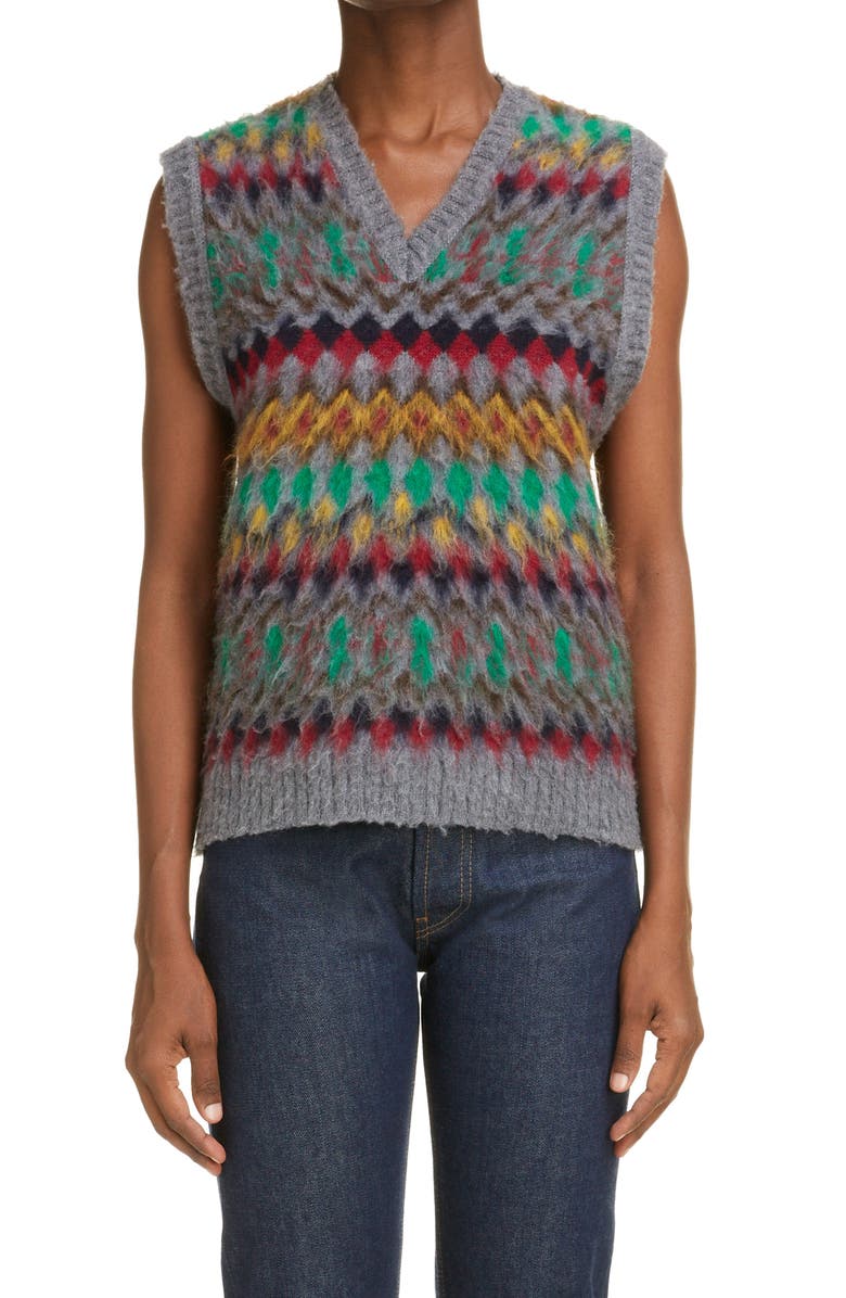 Maison Margiela Fair Isle Wool Sweater Vest, Main, color,