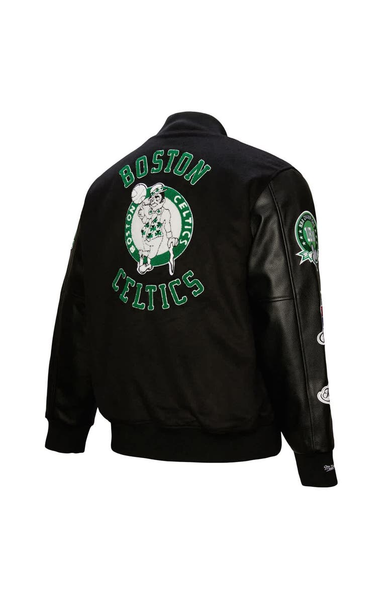 Mitchell & Ness Men's Mitchell & Ness  Black Boston Celtics Hardwood Classics Blackout Collection Full-Snap Varsity Jacket, Alternate, color, Black