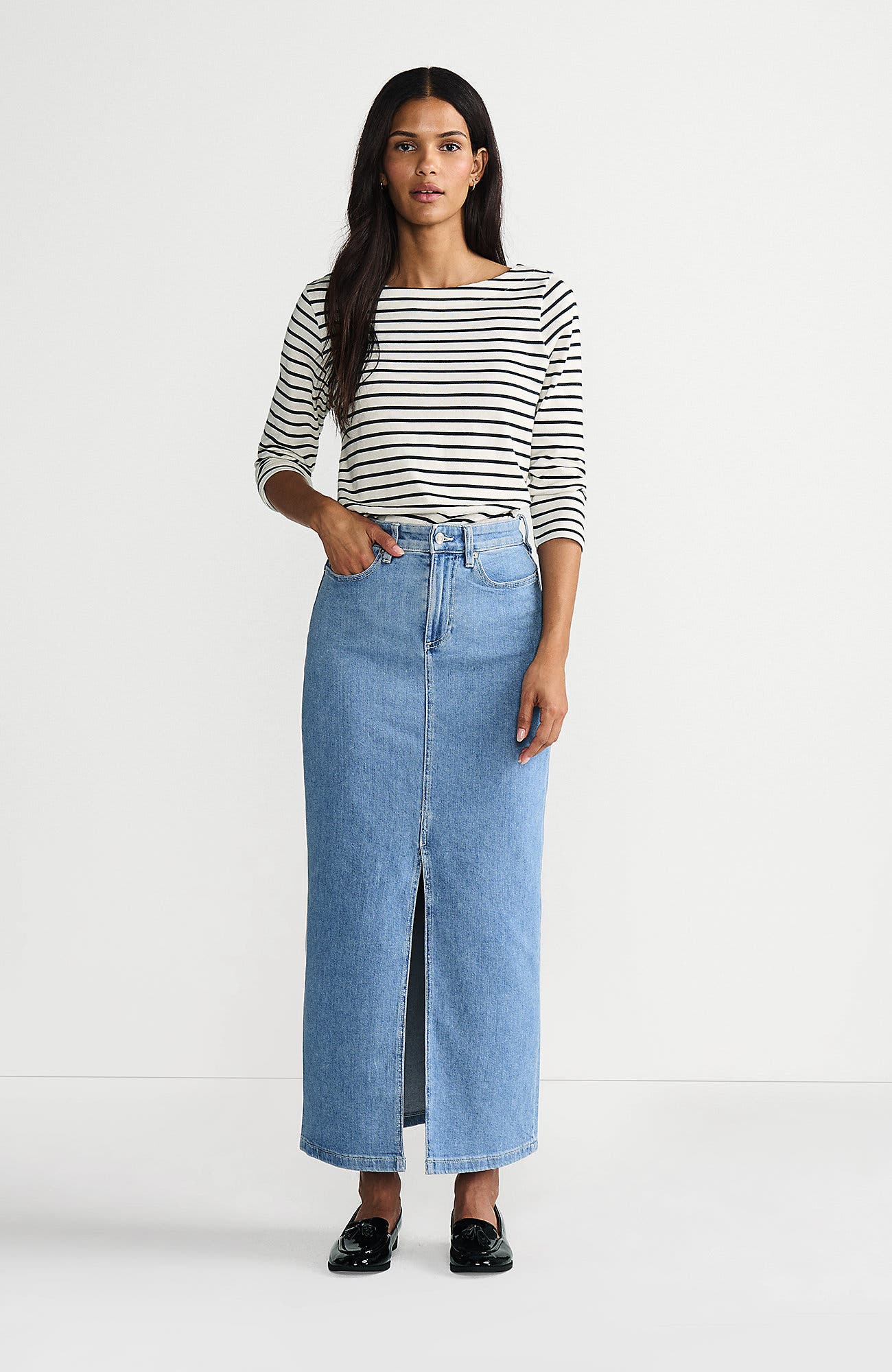 Soft Denim Maxi Skirt - image 5