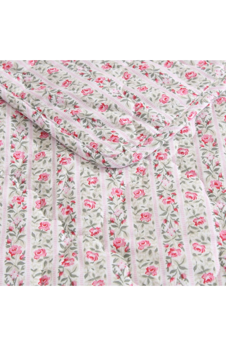 Laura Ashley Marta Floral Stripe 3-Piece King Quilt & Sham Set, Alternate, color, Lt-Pastel Pink