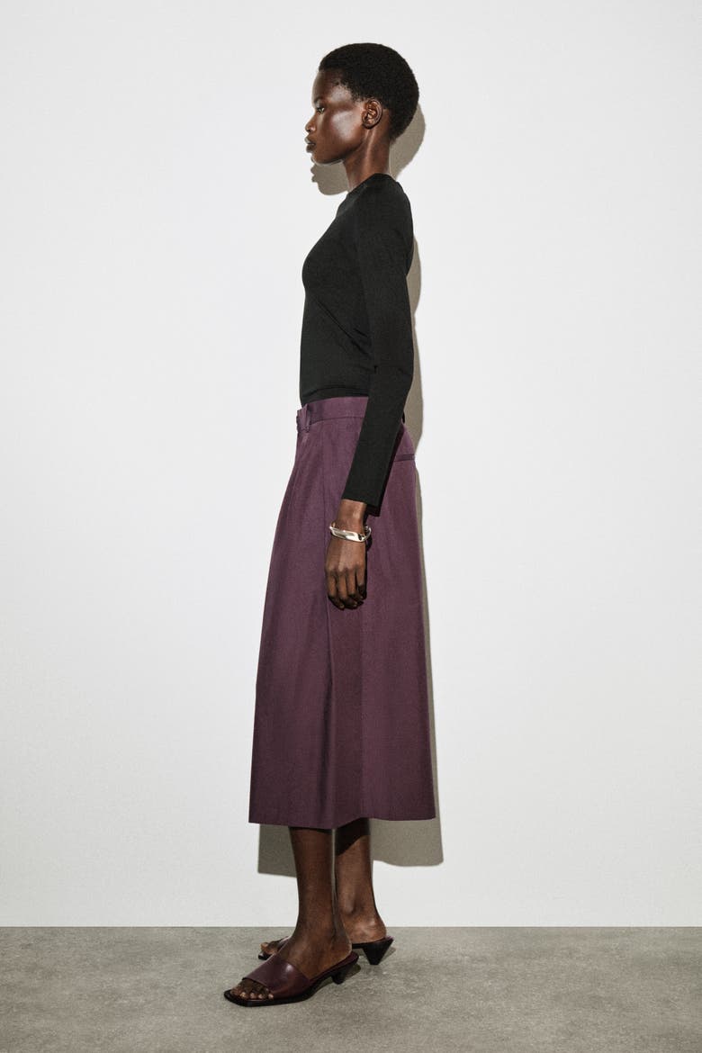 Pleated Cotton Pants, Alternate, color, BORDEAUX