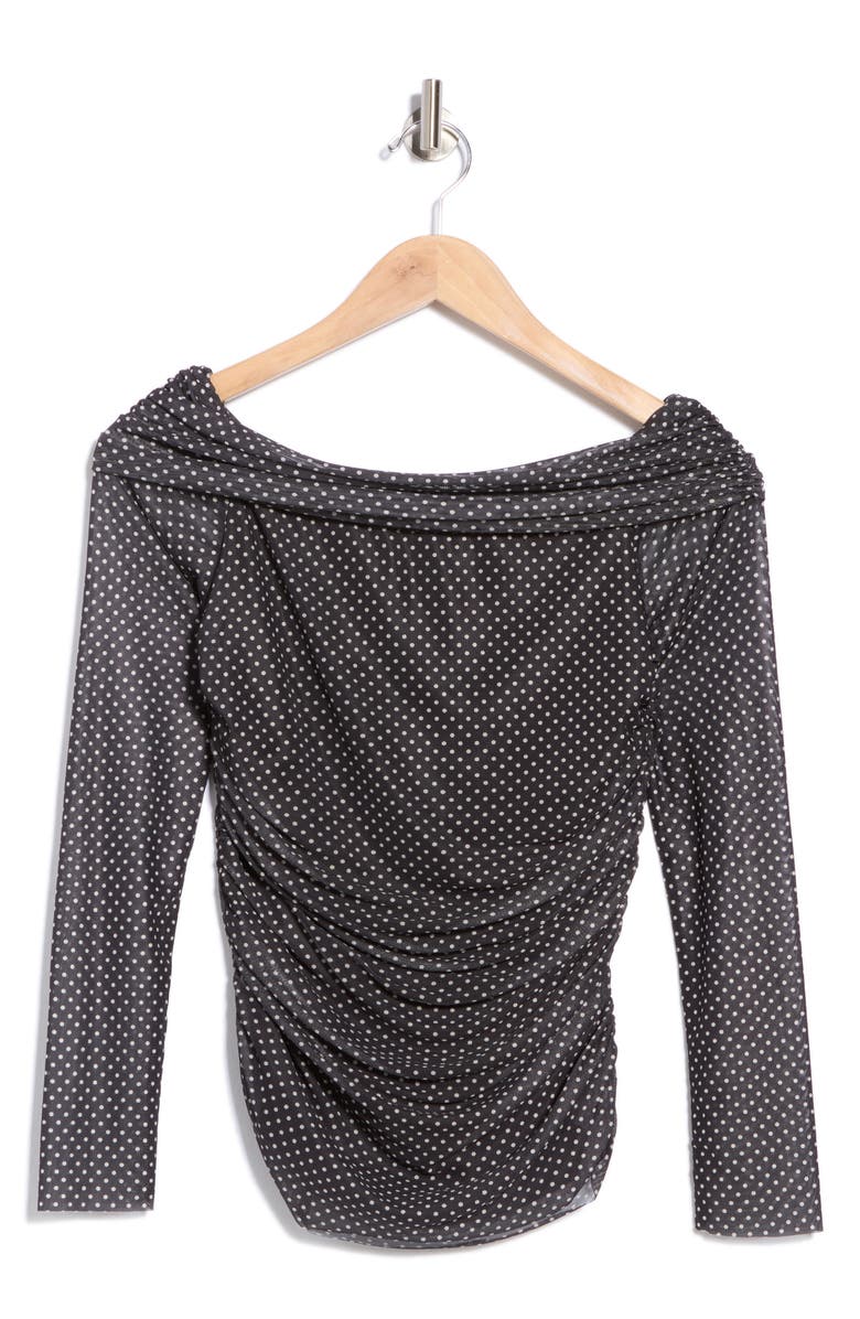 Off the Shoulder Mesh Knit Top