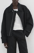 MANGO Cotton & Linen Twill Zip Jacket