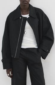 MANGO Cotton & Linen Twill Zip Jacket