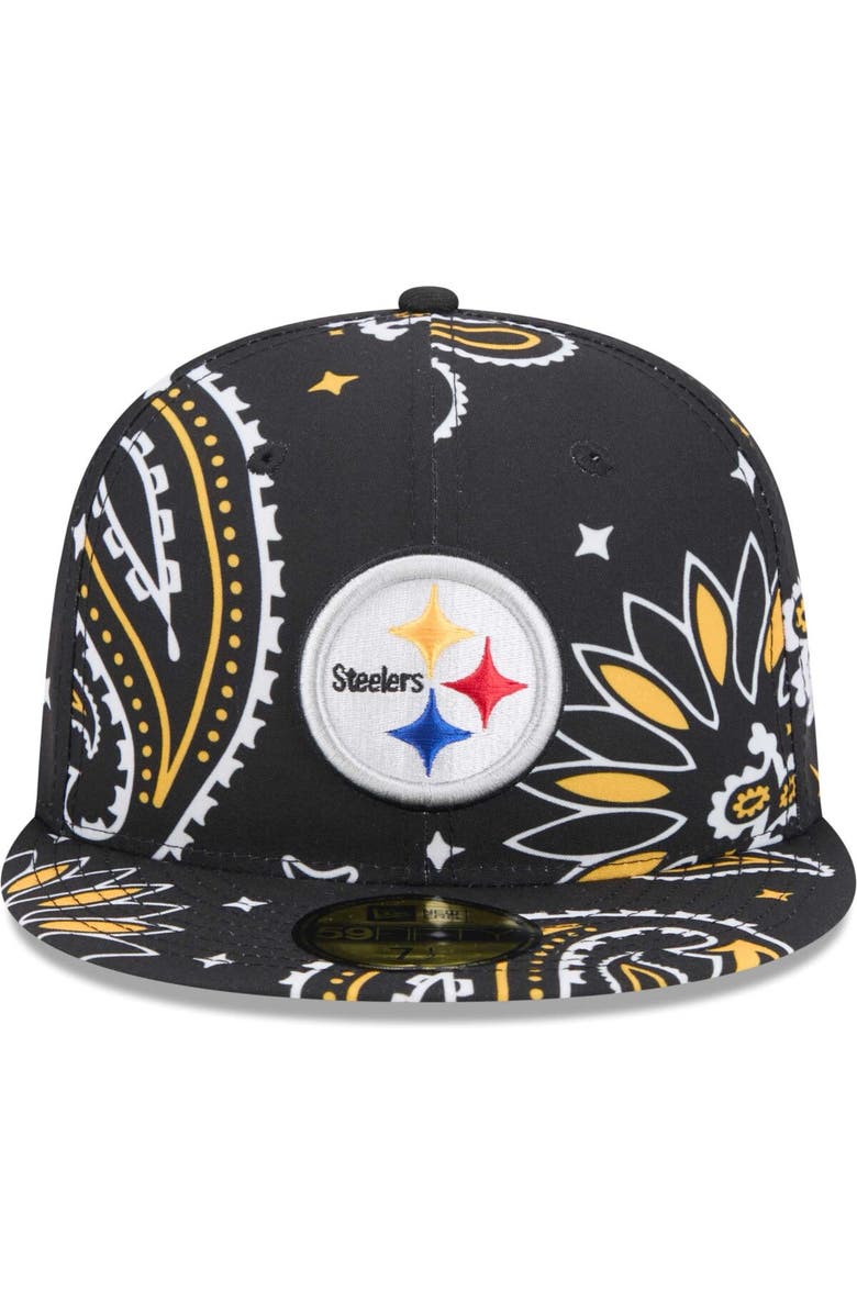 New Era Men's New Era Black Pittsburgh Steelers Paisley 59FIFTY Fitted Hat, Alternate, color, Black