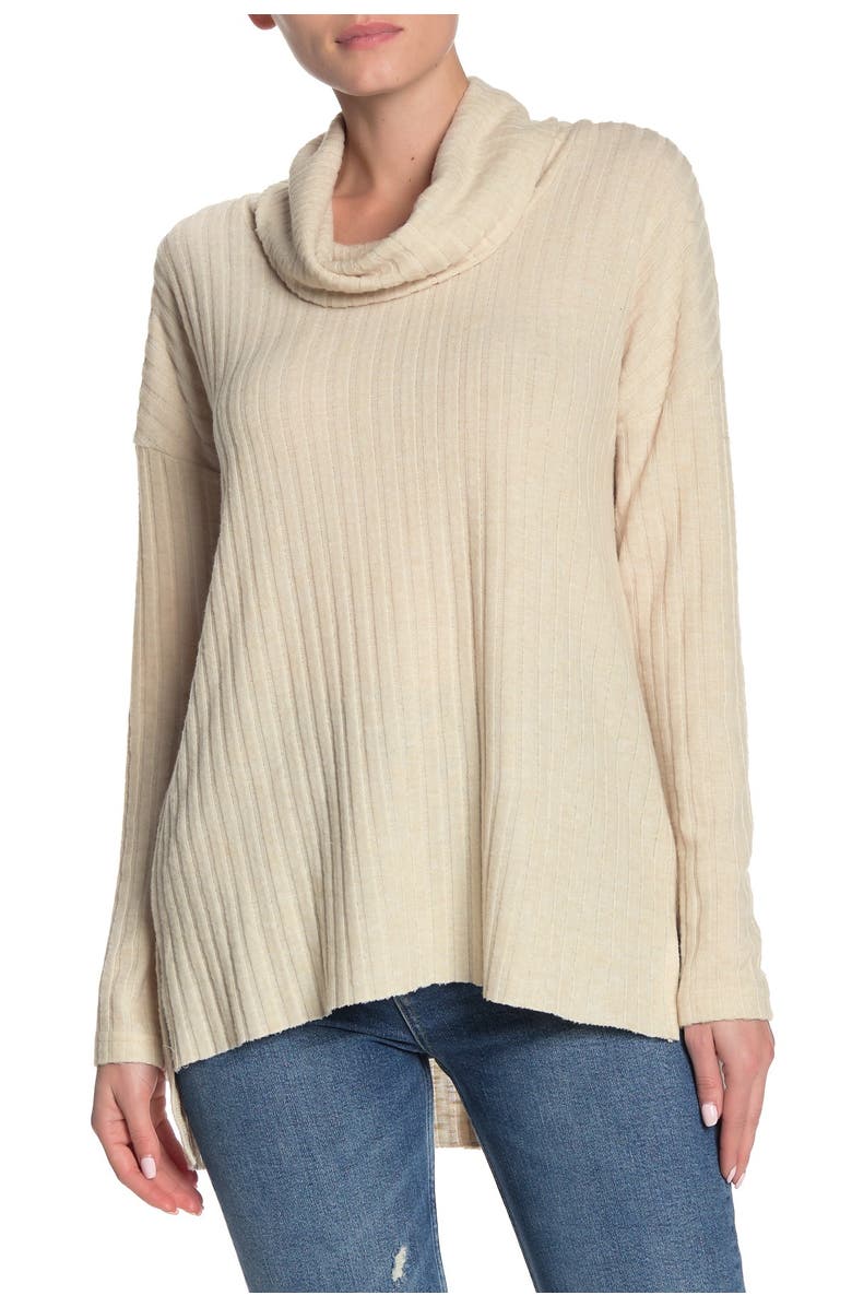 Abound Cowl Neck Ribbed Tunic Sweater, Main, color, 