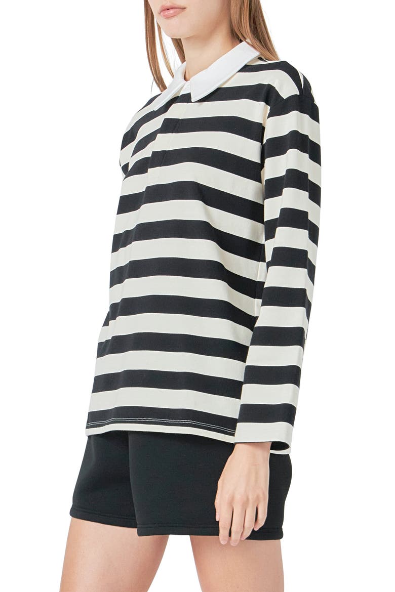 Stripe Cotton Blend Polo Shirt, Alternate, color, BLACK/WHITE