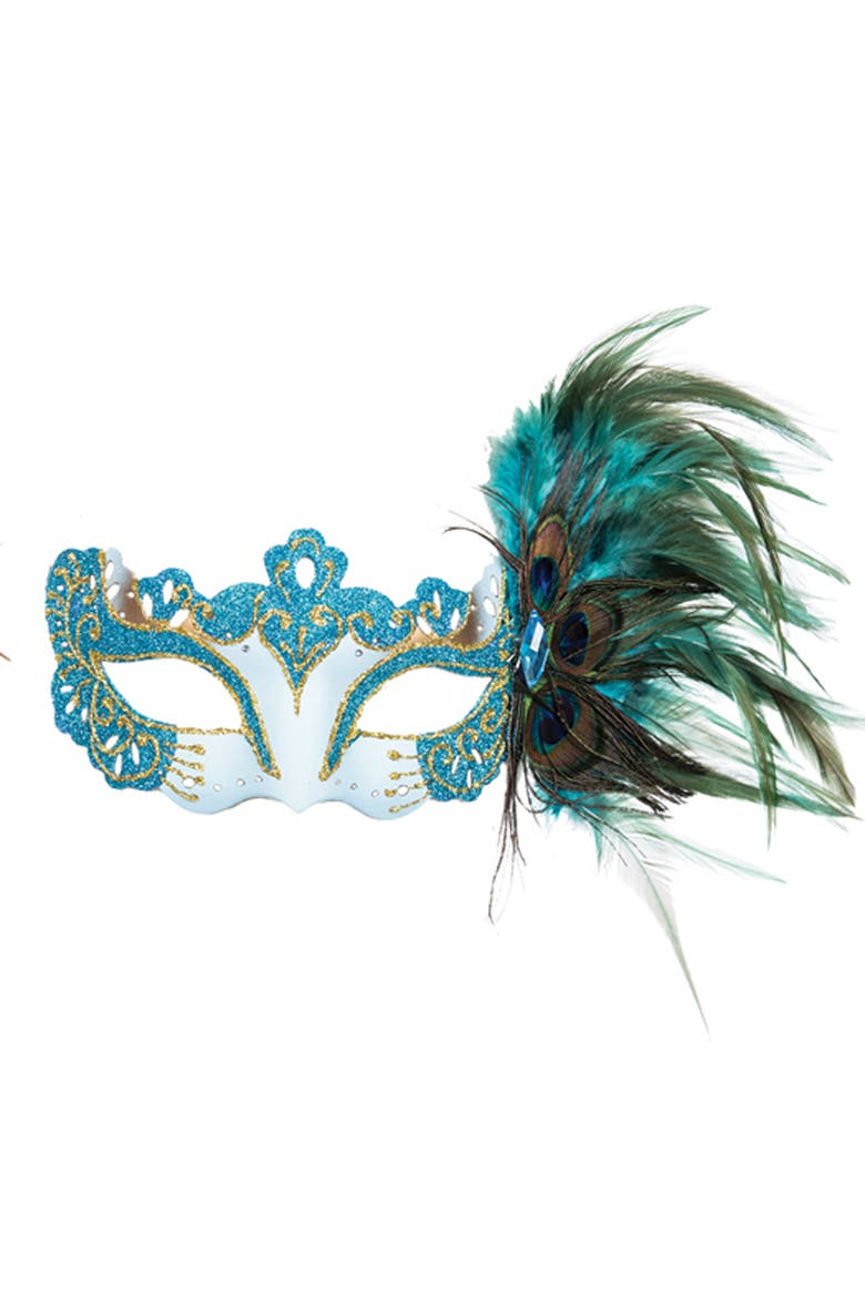 Side Feathered Costume Mask Assortment of 4, Alternate, color, Purple