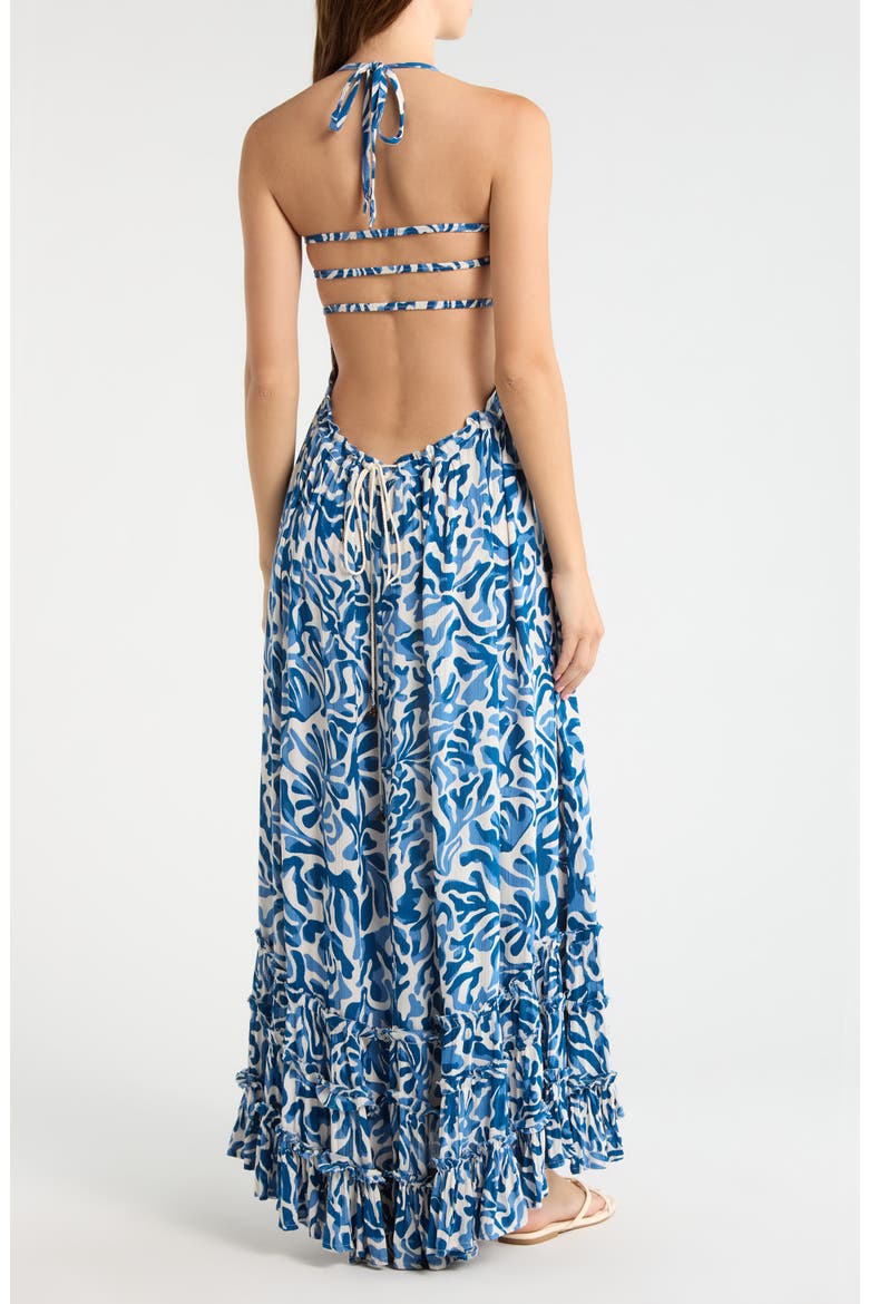 Strappy Smocked Maxi Dress, Alternate, color, BLUE CORALINA