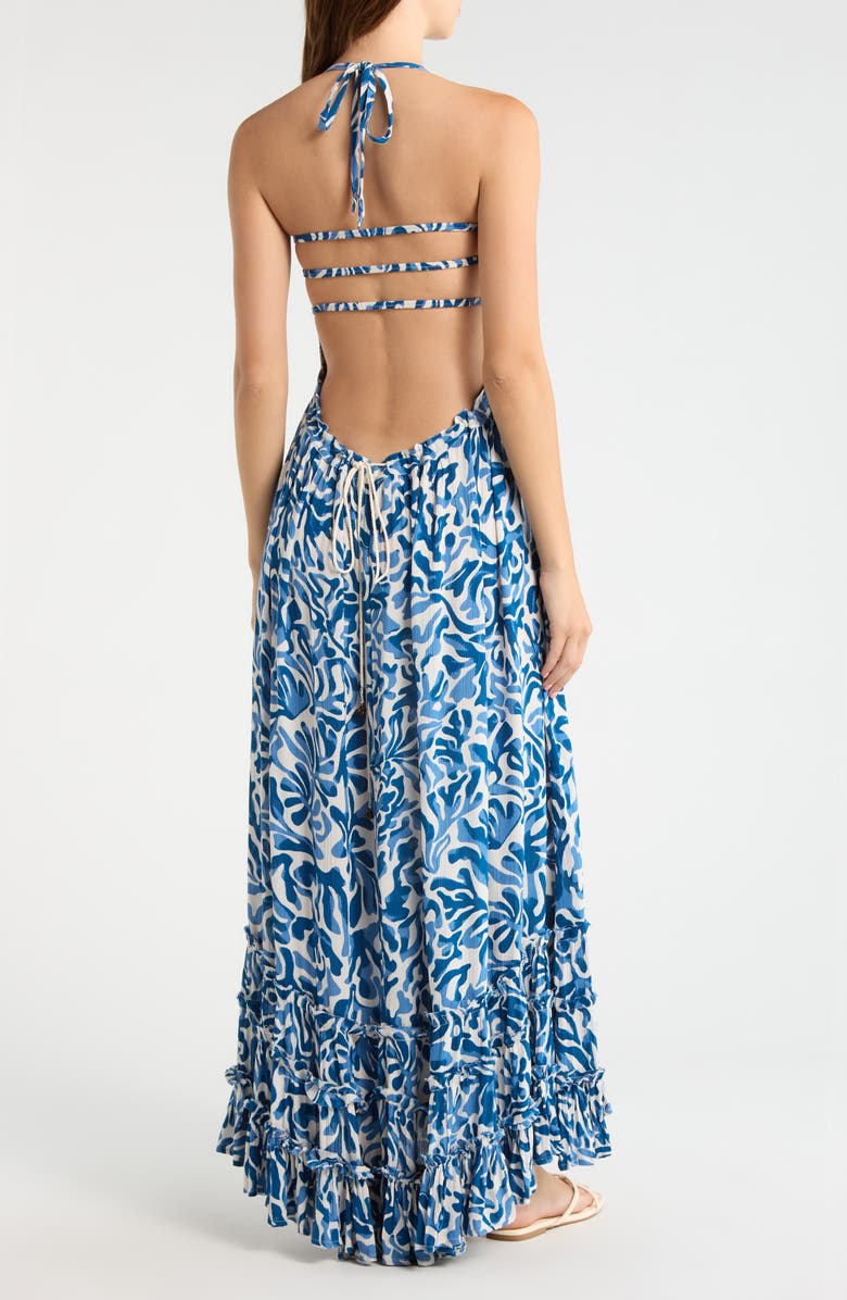 Elan Strappy Smocked Maxi Dress, Alternate, color, Blue Coralina