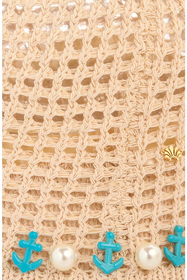 Maya Faux Pearl and Anchor Crochet Bucket Hat, Alternate, color, TURQUOISE IVORY