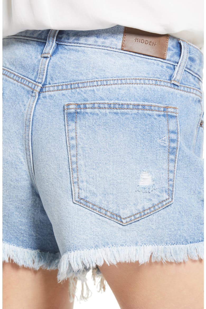 Destroyed Nonstretch Denim Cutoff Shorts, Alternate, color, LIGHT WASH