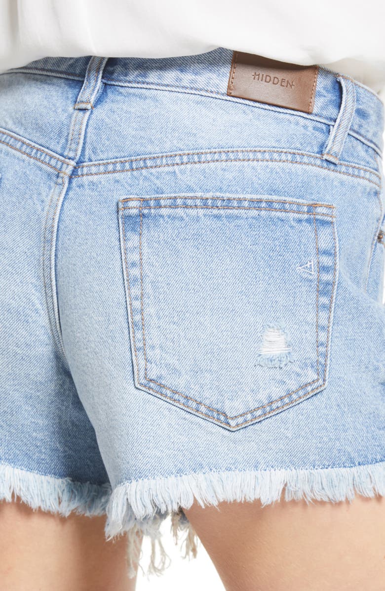 HIDDEN JEANS Destroyed Nonstretch Denim Cutoff Shorts, Alternate, color, Light Wash